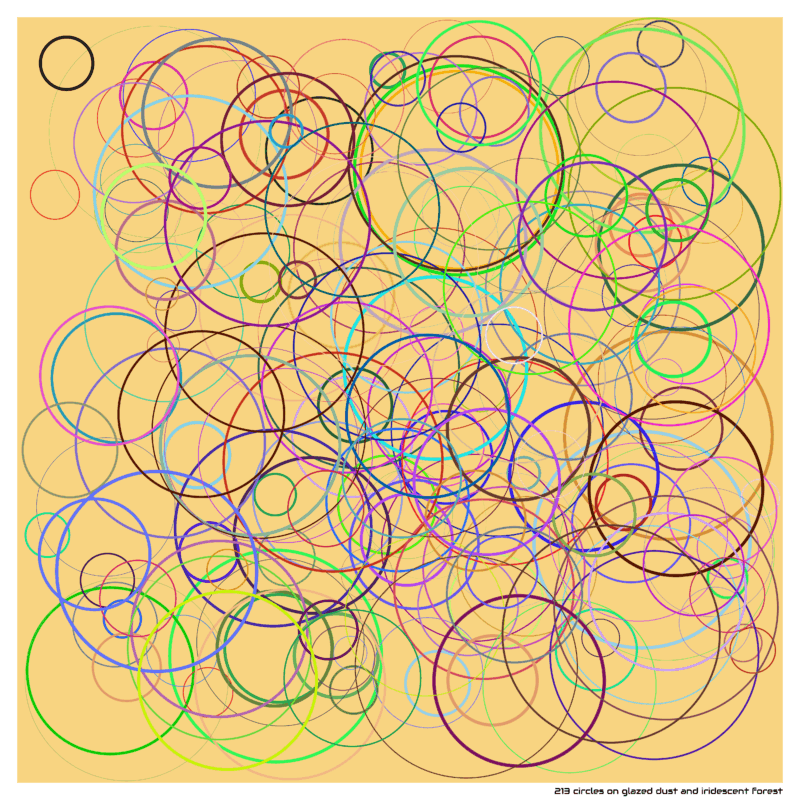 213 circles on glazed dust and iridescent forest