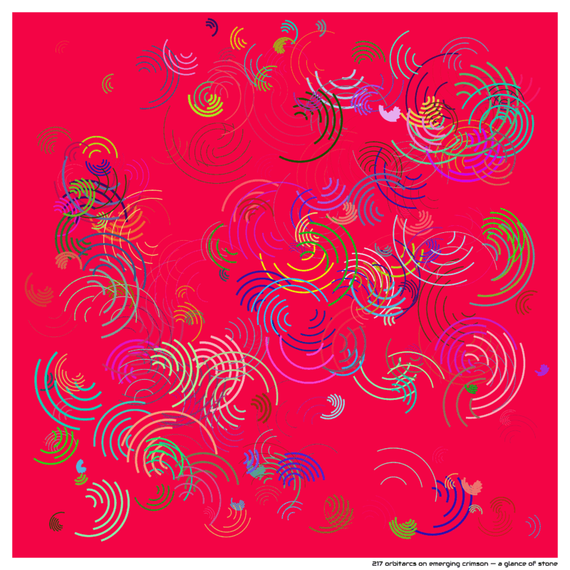 217 orbitarcs on emerging crimson — a glance of stone