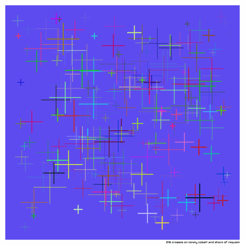 218 crosses on lonely cobalt and shore of requiem