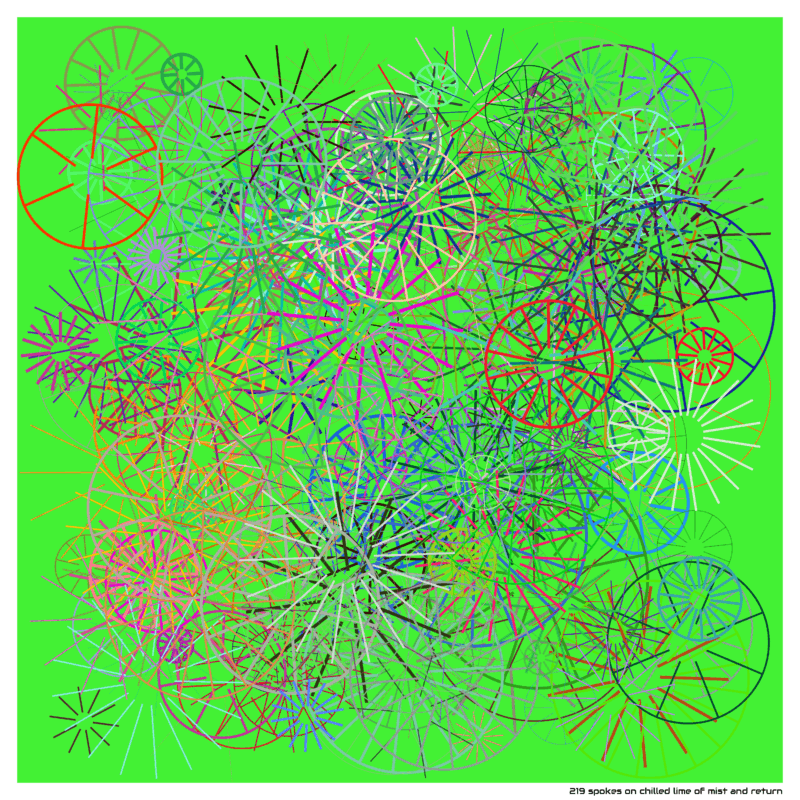 219 spokes on chilled lime of mist and return