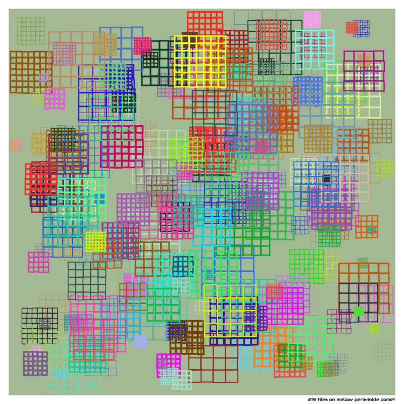 219 tiles on mellow periwinkle comet