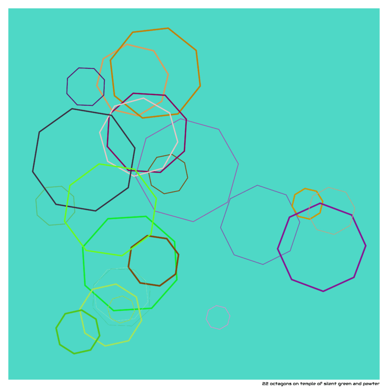 22 octagons on temple of silent green and pewter