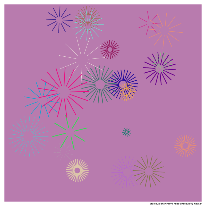 22 rays on infinite rose and dusky mauve
