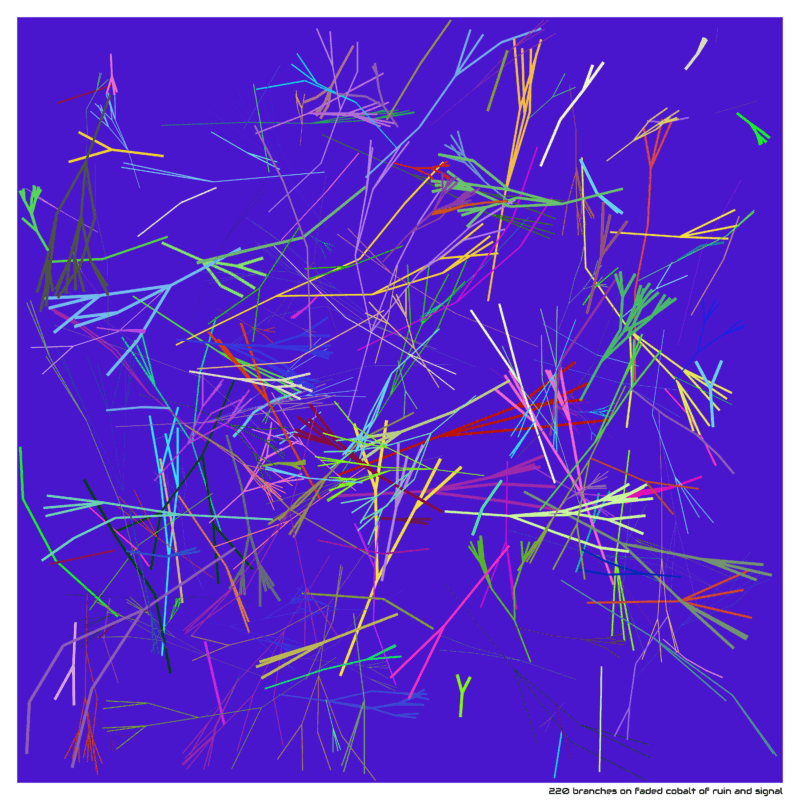 220 branches on faded cobalt of ruin and signal