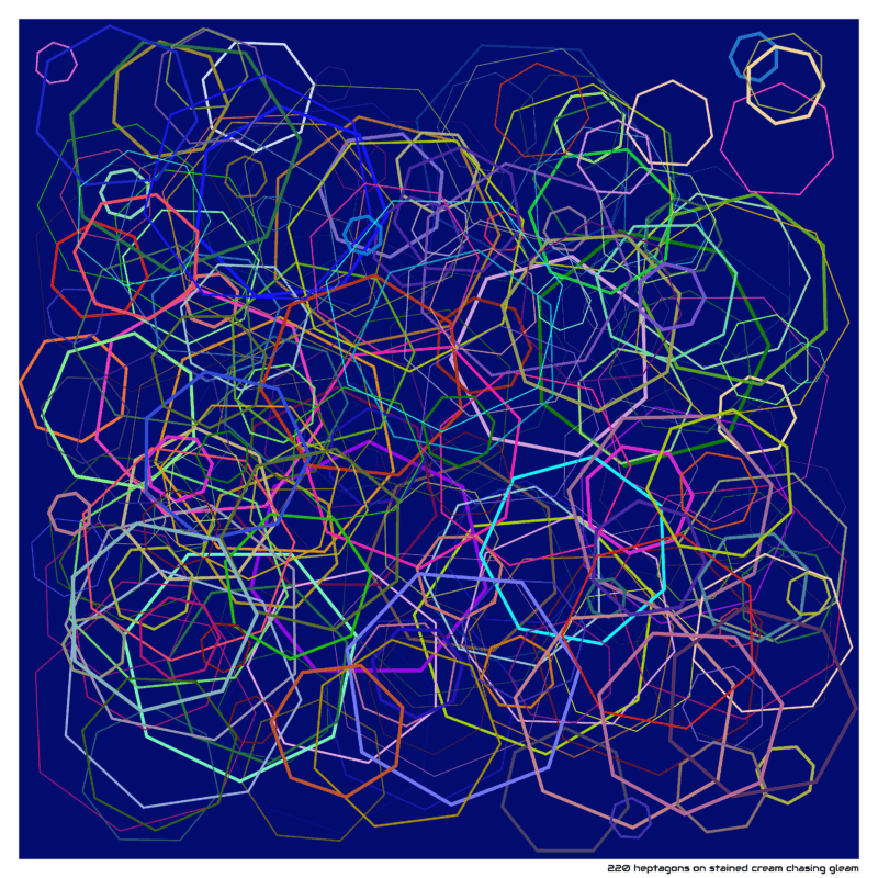220 heptagons on stained cream chasing gleam
