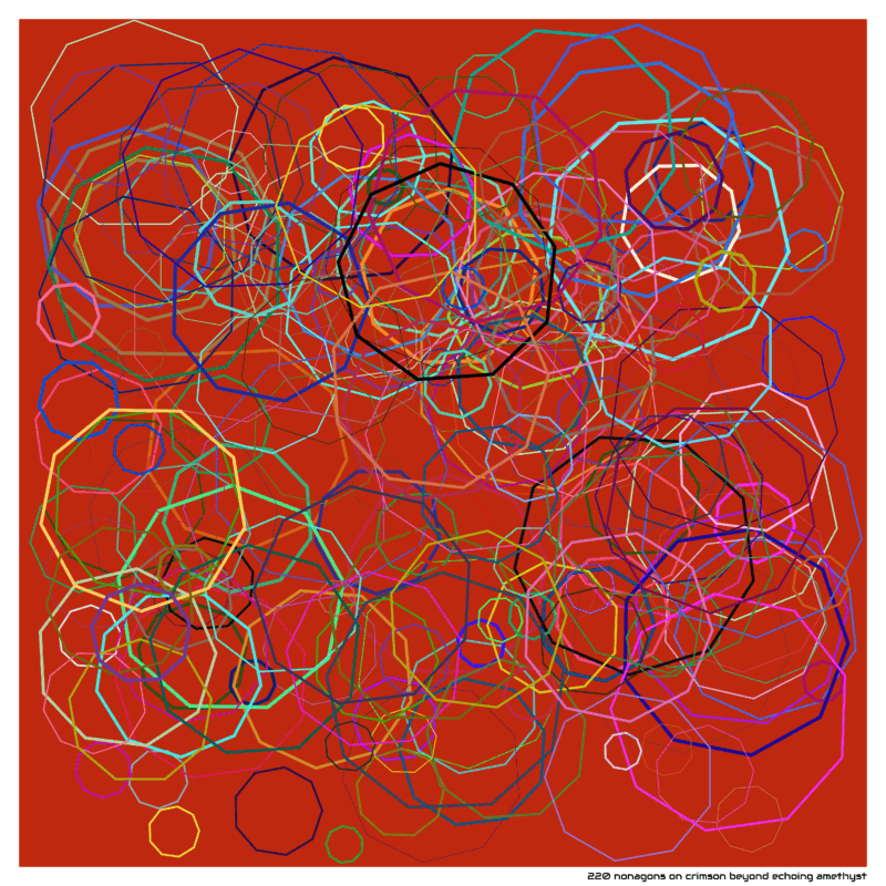 220 nonagons on crimson beyond echoing amethyst