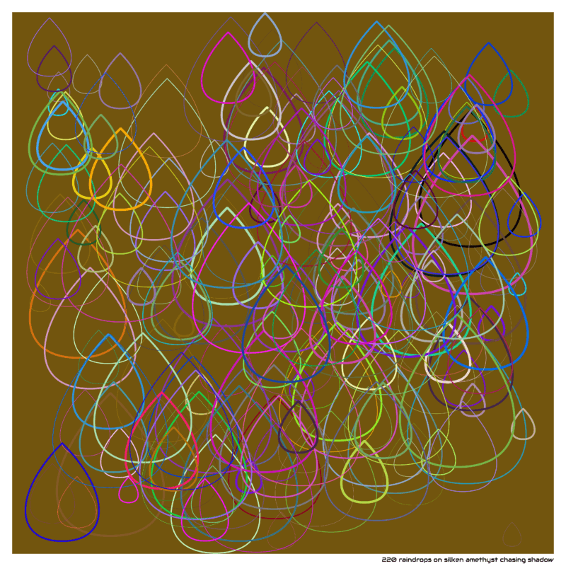 220 raindrops on silken amethyst chasing shadow
