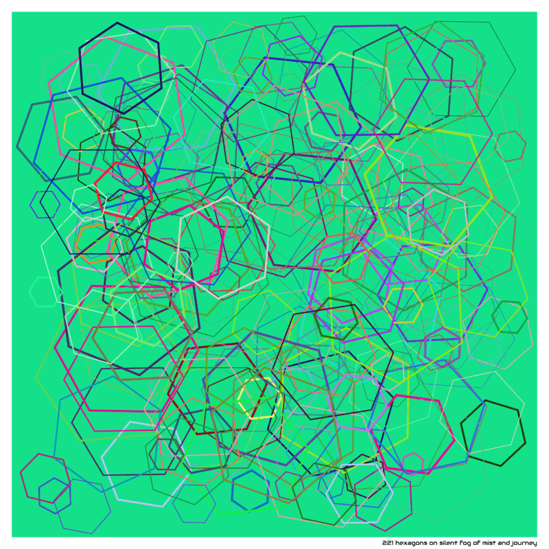 221 hexagons on silent fog of mist and journey
