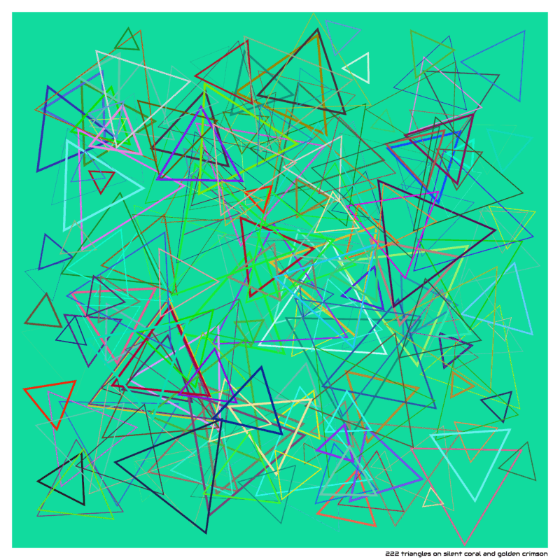 222 triangles on silent coral and golden crimson