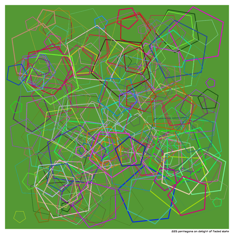 225 pentagons on delight of faded slate