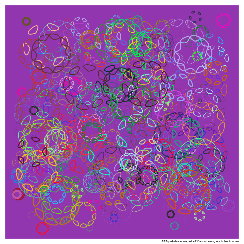 226 petals on secret of frozen navy and chartreuse