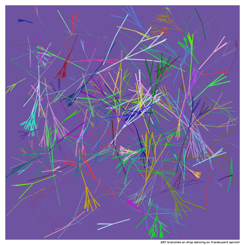 227 branches on drop dancing on translucent apricot
