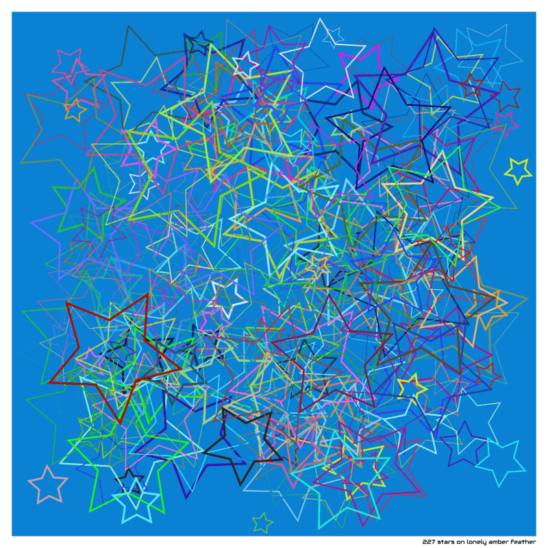 227 stars on lonely amber feather