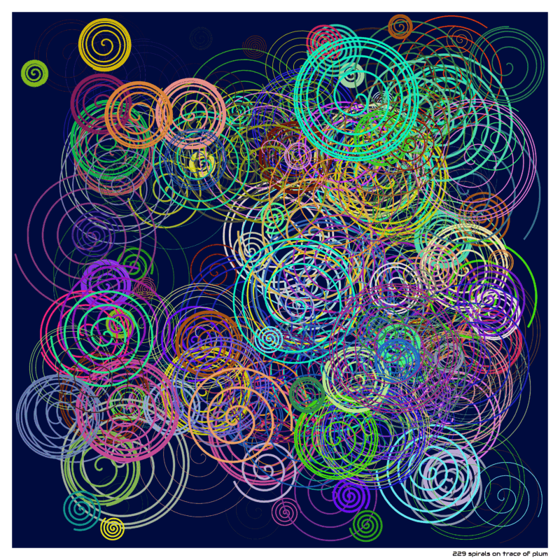 229 spirals on trace of plum