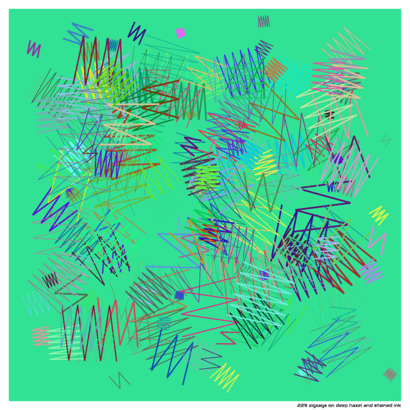 229 zigzags on deep hazel and stained ink