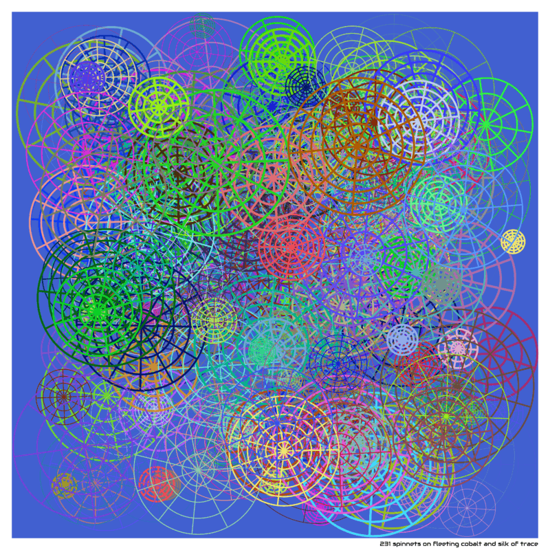 231 spinnets on fleeting cobalt and silk of trace