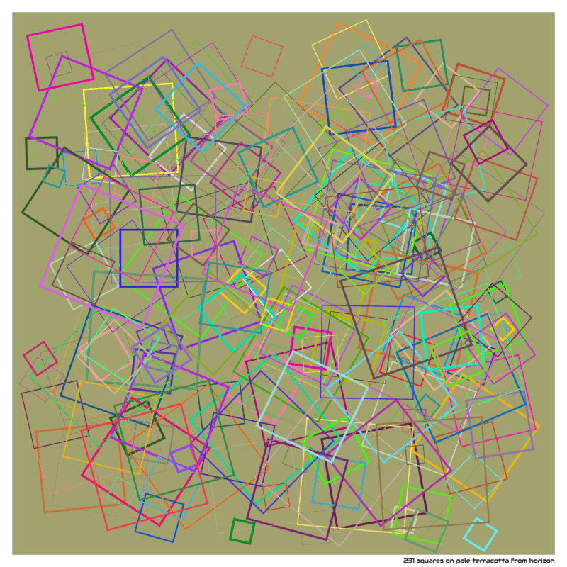 231 squares on pale terracotta from horizon