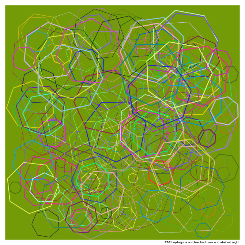 232 heptagons on bleached rose and stained night