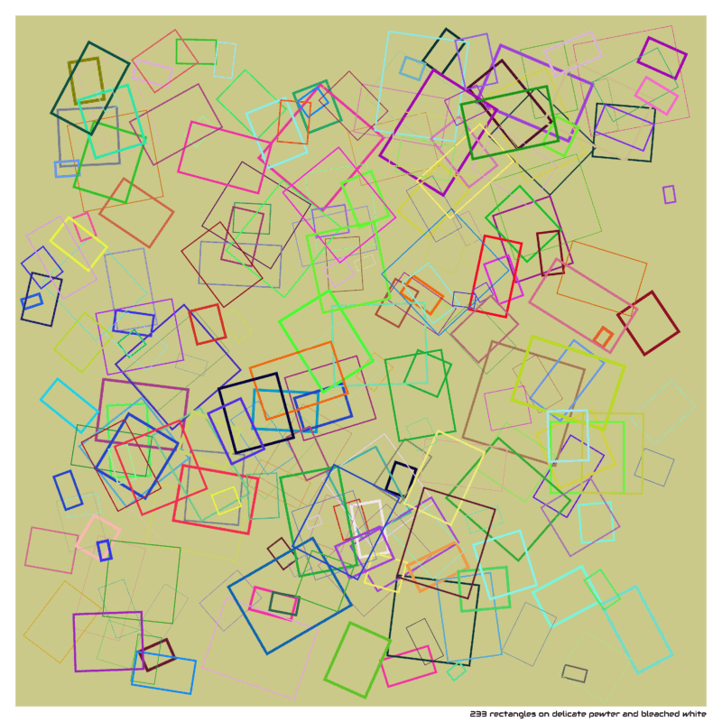 233 rectangles on delicate pewter and bleached white