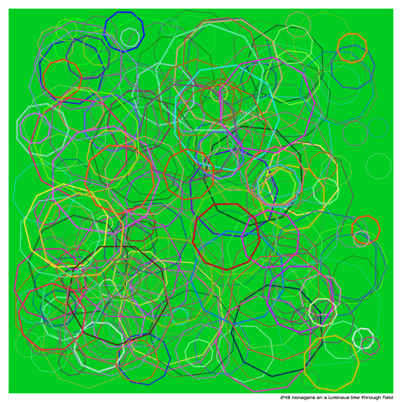 243 nonagons on a luminous lime through field
