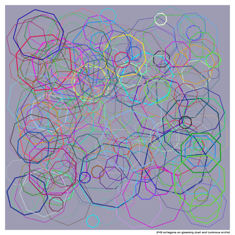 243 octagons on gleaming dust and luminous orchid