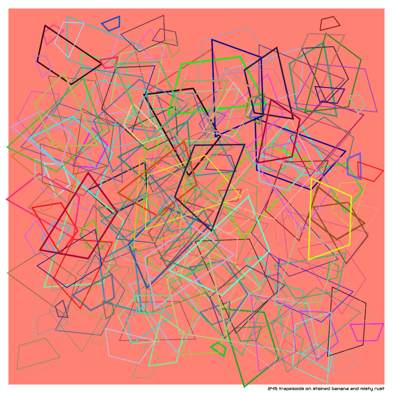 245 trapezoids on stained banana and misty rust