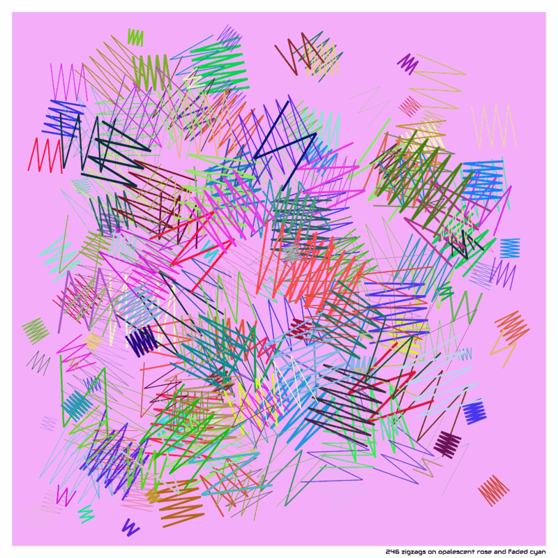 246 zigzags on opalescent rose and faded cyan