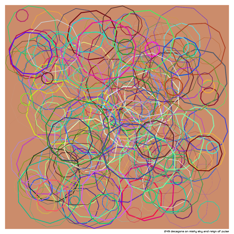 249 decagons on misty sky and reign of pulse