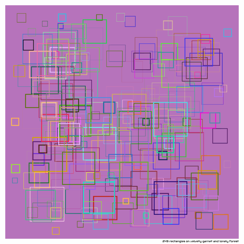 249 rectangles on velvety garnet and lonely forest