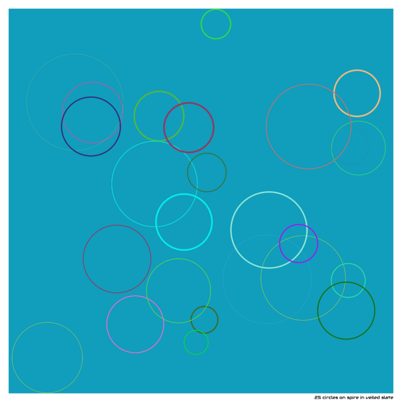 25 circles on spire in veiled slate