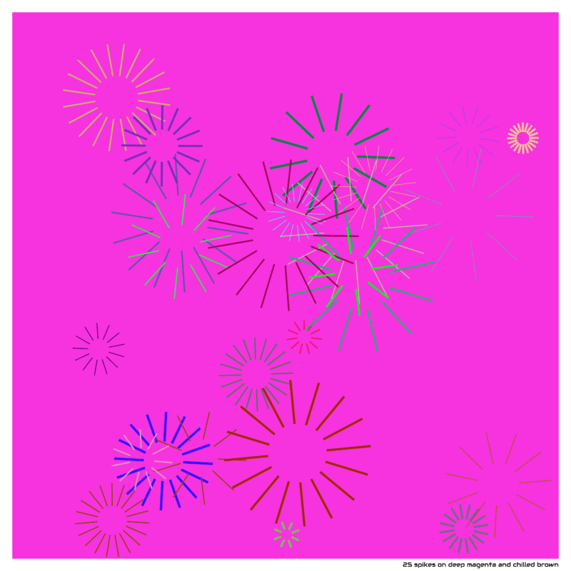 25 spikes on deep magenta and chilled brown