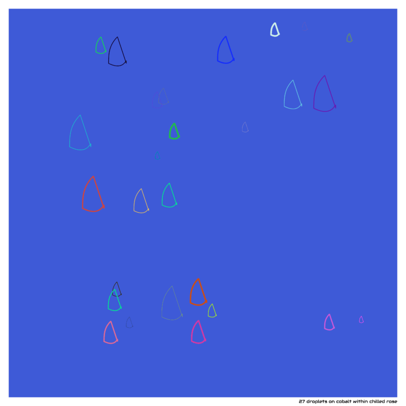 27 droplets on cobalt within chilled rose