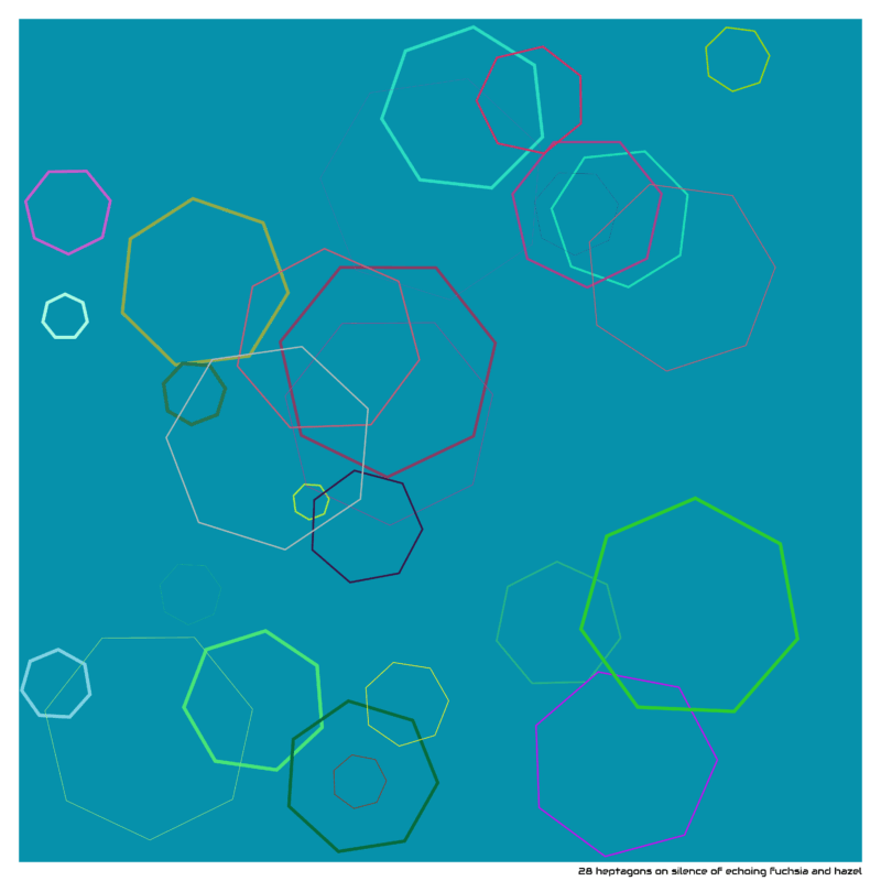 28 heptagons on silence of echoing fuchsia and hazel