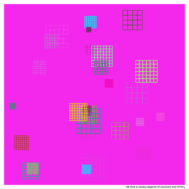 28 tiles on smoky magenta of covenant and infinity