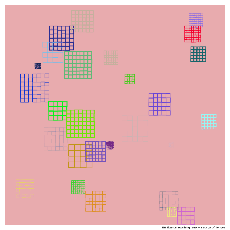 28 tiles on soothing rose — a surge of temple