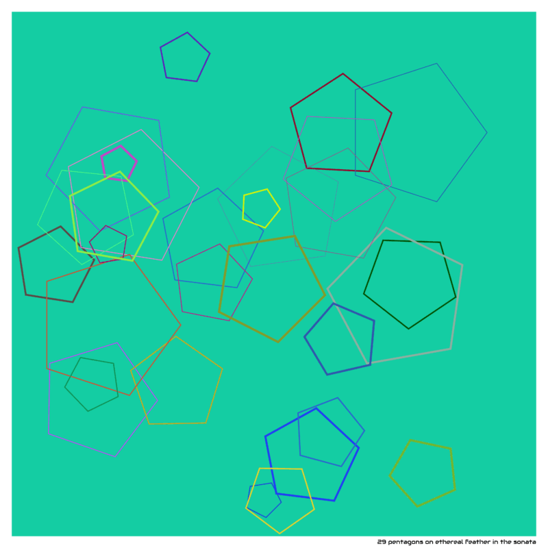 29 pentagons on ethereal feather in the sonata