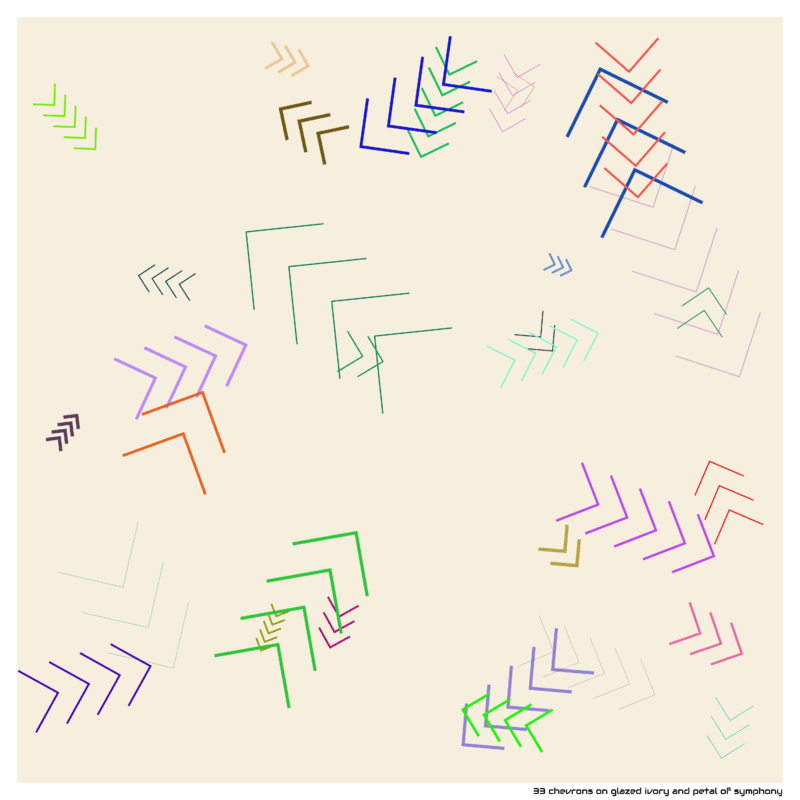 33 chevrons on glazed ivory and petal of symphony