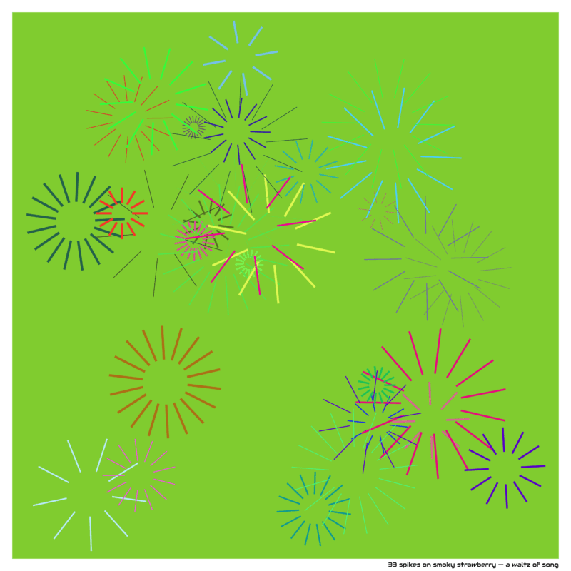 33 spikes on smoky strawberry — a waltz of song