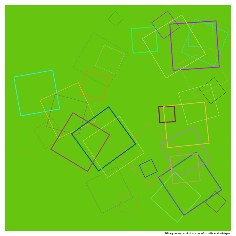 33 squares on dull cocoa of truth and whisper