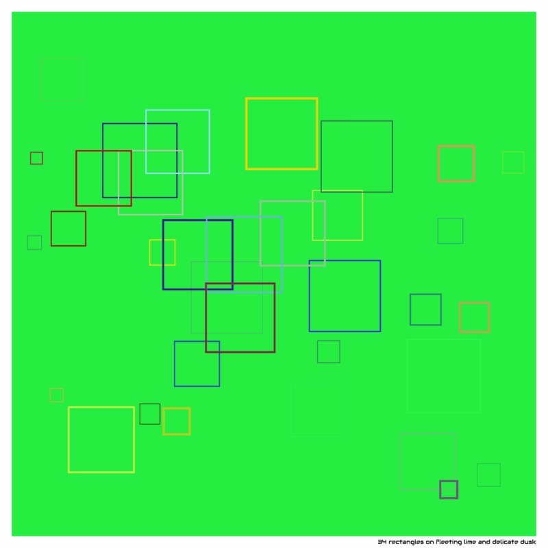 34 rectangles on fleeting lime and delicate dusk