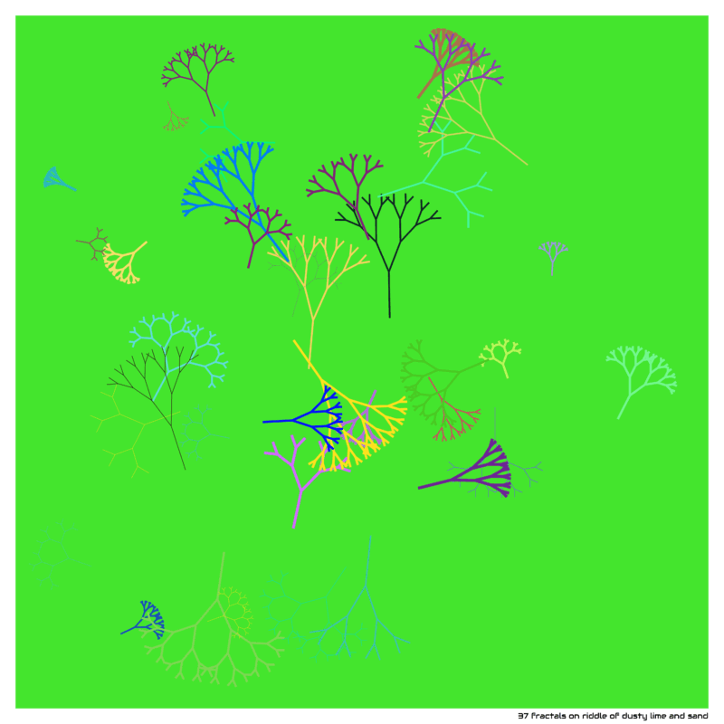 37 fractals on riddle of dusty lime and sand