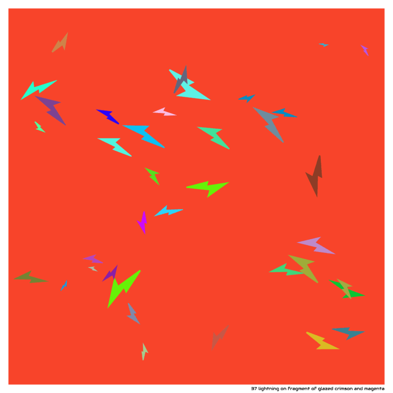 37 lightning on fragment of glazed crimson and magenta