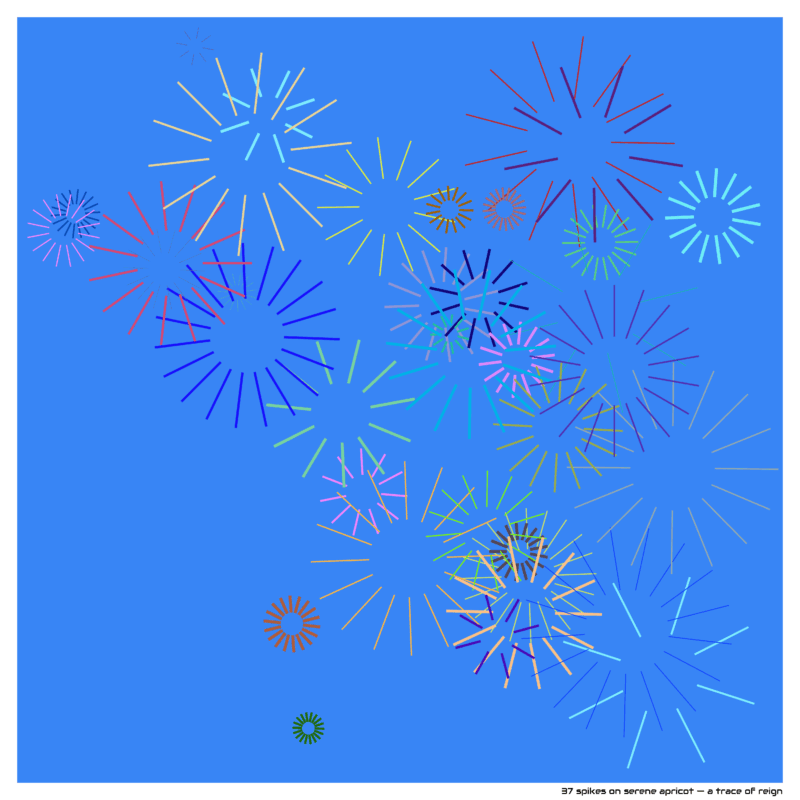 37 spikes on serene apricot — a trace of reign
