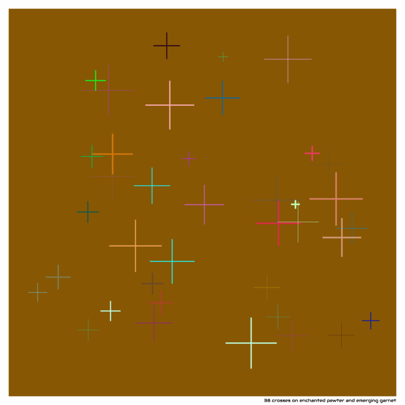 38 crosses on enchanted pewter and emerging garnet