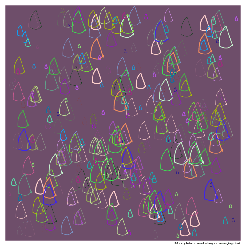 38 droplets on smoke beyond emerging dusk