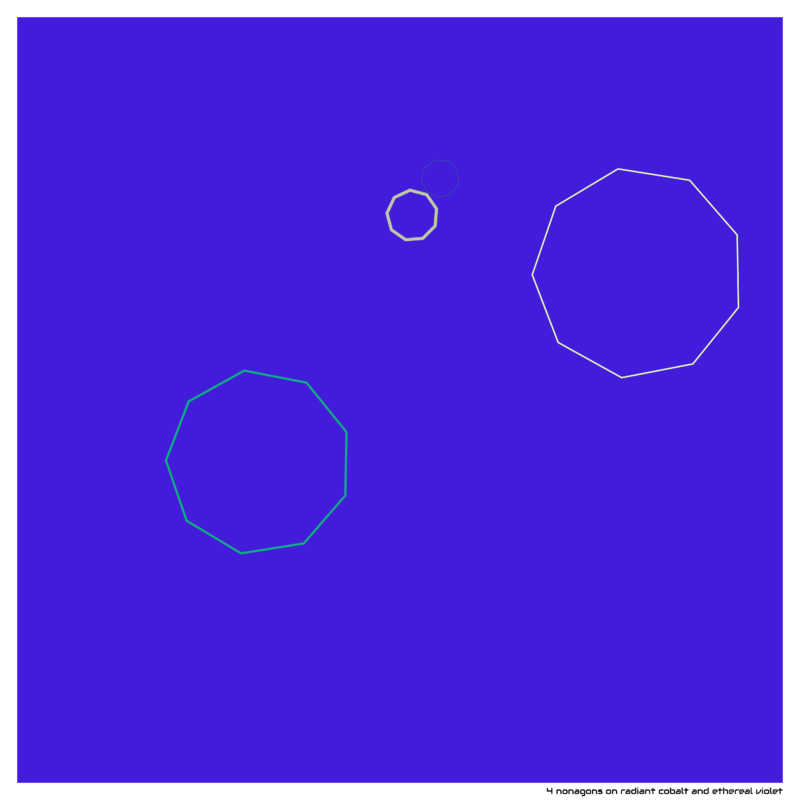 4 nonagons on radiant cobalt and ethereal violet