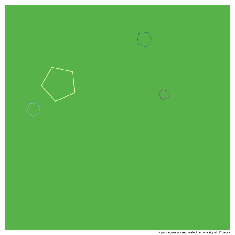 4 pentagons on enchanted tan — a signal of bloom