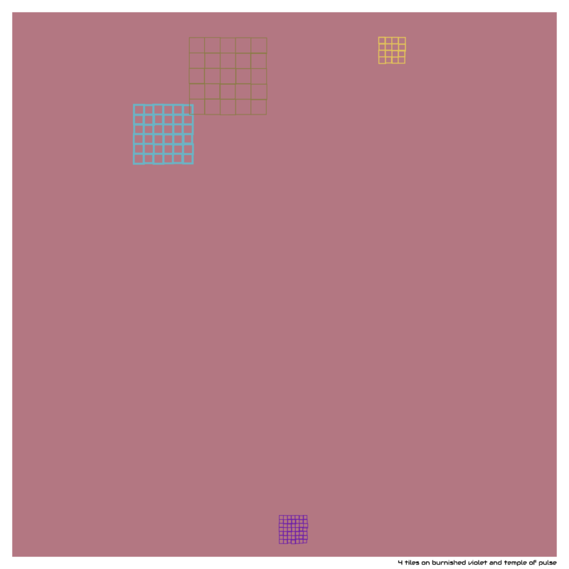 4 tiles on burnished violet and temple of pulse