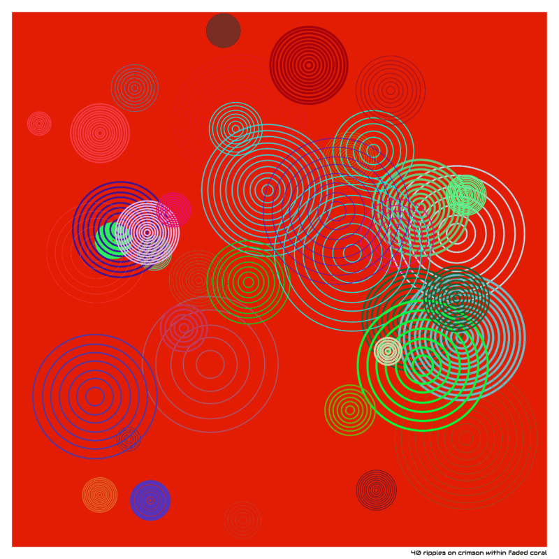 40 ripples on crimson within faded coral