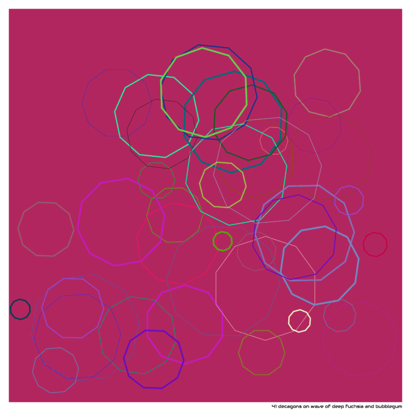 41 decagons on wave of deep fuchsia and bubblegum